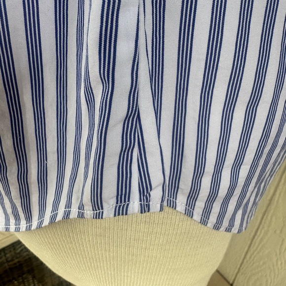 J CREW ⛵️ Women’s Navy & White Stripe Ruffled Collar All Cotton Blouse - Sz XXS - Picture 10 of 13